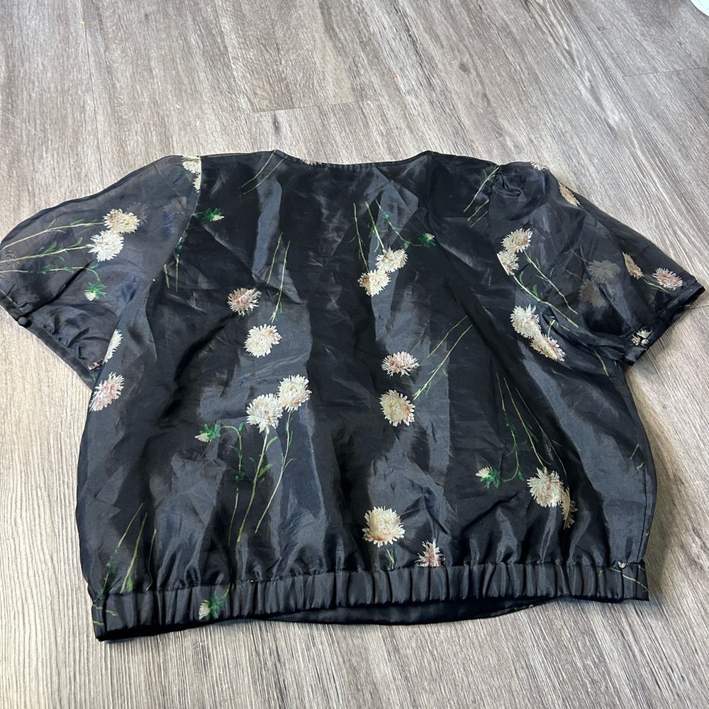 Madewell Black Floral Wrap Blouse - Picture 11 of 12